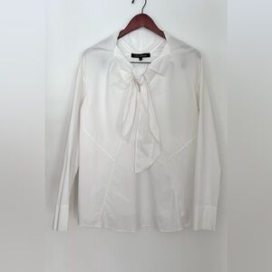 Lida Baday white blouse size 10  with tie neck